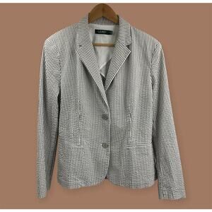 Ralph Lauren Striped Cotton Blazer Jacket Seersucker XL Size 16 Stretch
